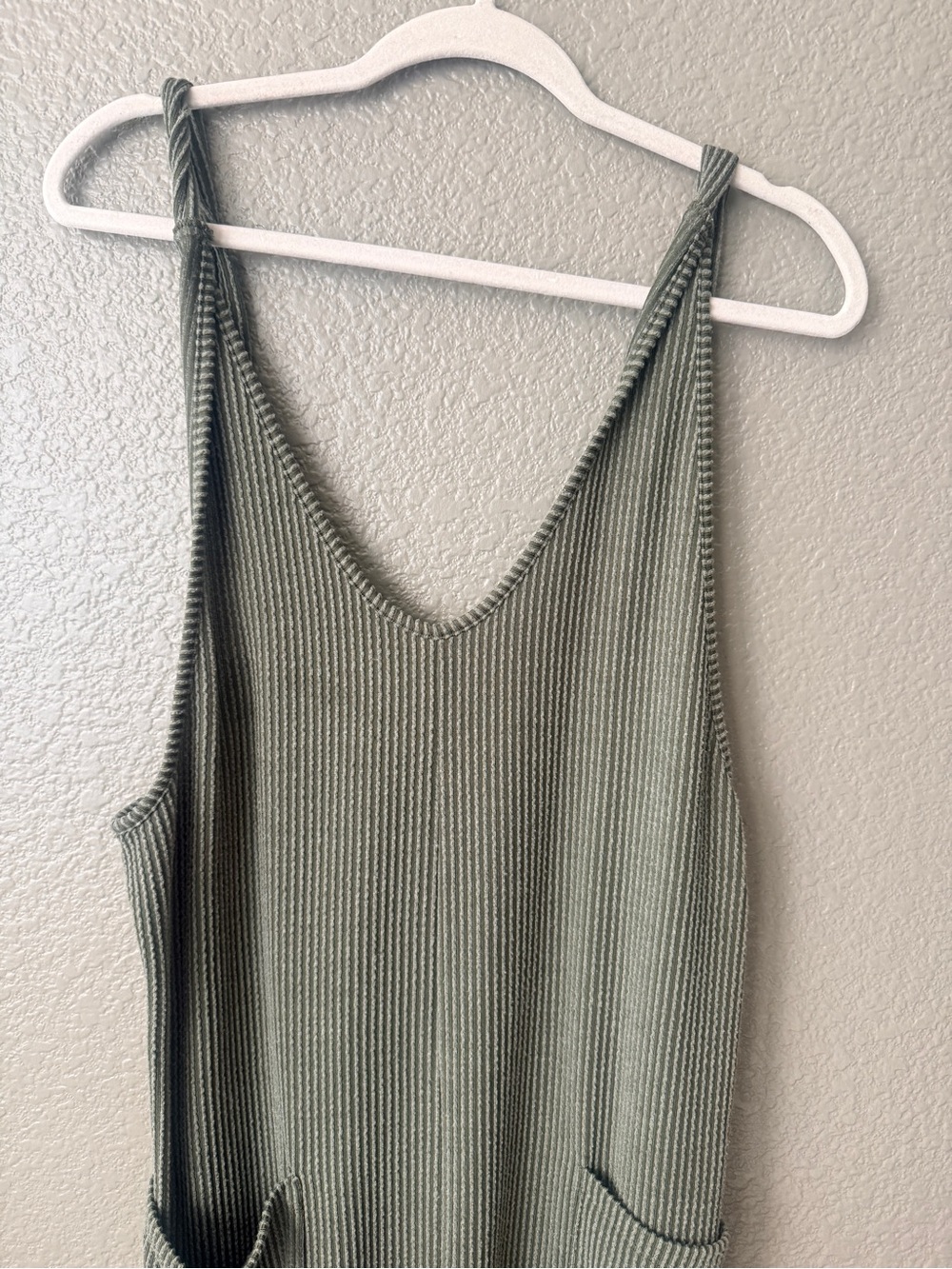 HEIMISH USA Olive Green Ribbed Knit Jumpsuit with Pockets - Picture 2 of 3